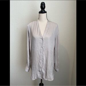 ATM Anthony Thomas Melillo Drop Shoulder Woven Blouse in Silver Size XS